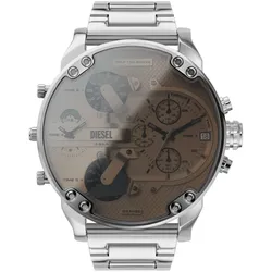 Chronograph DIESEL "MR. DADDY 2.0", silber (silberfarben), Armbanduhren, Herren, Quarzuhr, Armbanduhr, Herrenuhr, Stoppfunktion, mehrere Zeitzonen