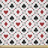 ABAKUHAUS rot schwarz Stoff als Meterware, Tourist Poker-Karten, Microfaser Stoff für Dekoratives Basteln, 1M (230x100cm), rot schwarz