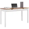 Schreibtisch INOSIGN Gava, weiß (weiß, naturfarben, weiß, naturfarben), B:140cm H:80cm T:60cm, Tische, Büroschreibtisch Holz-Schreibtische Schreibtisch, aus massiven Kiefernholz, mit praktischen Griffmulden, Breite 140 cm