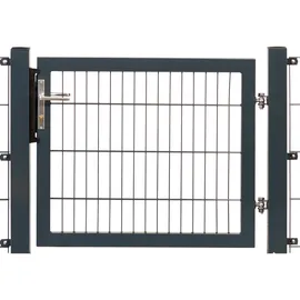 Floraworld Einzeltor Premium Doppelstabmattenfüllung Anthrazit Rahmen 80 x 100 cm