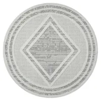 Carpet City Kurzflor-Teppich, Grau, Textil, Orientalisch, Rauten, Rund, 160x160
