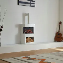 KAMINIO Elektrokamin Henri mit Ofenrohr - Elektrischer Kaminofen mit Heizung, 3D-Flammeneffekt, Holzfach, Fernbedienung - Weiß