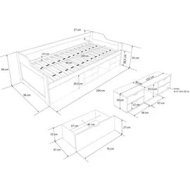 Homestyle4u Kinderbett Weiß Einzelbett Bettgestell Lattenrost 1422