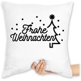 Kissen 40x40 Zierkissen - Weihnachtskissen Christmas Geschenke - Frohe Weihnachten Schriftzug - schwarz - 40 x 40 cm - Weiß - mit weihnachtsmotiv weihnacht weihnachts xmas weihnachtsmotiven