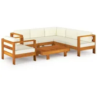 vidaXL 7-tlg Garten-Lounge-Set mit Creme Auflagen Massivholz Akazie