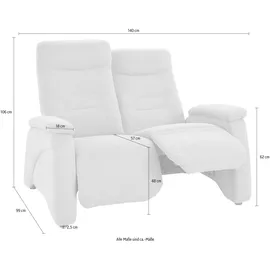 exxpo - sofa fashion "Ascoli, Kinosofa mit hohem Sitzkomfort, bequeme Armlehnen", grau, B:140cm H:106cm T:99cm, NaturLEDER (echtes Rindsleder) in Sitz und Rücken.