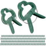 Relaxdays Pflanzenclips, 120 Stück, kleine & große Pflanzenklammern, für Kletterpflanzen, Gartenclips Kunststoff, grün, Pack