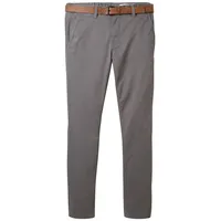 Tom Tailor DENIM Herren Chino Hose mit Gürtel, grau, Uni, Gr. 28/32