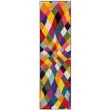 Flair Rugs "Rhumba", bunt (multi), B:66cm H:10mm L:230cm, Polypropylen, Teppiche, Läufer, fußbodenheizungsgeeignet, strapazierfähig, buntes Muster, Rauten
