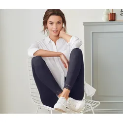 Tchibo - Leggings mit Spitzenborte - Damen - Gr. L - dunkelblau