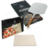 Pizza Set Moesta BBQ Pizzastein eckig mit Pizzaschieber für Gasgrill Kugelgrill