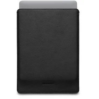 WOOLNUT lederhülle für MacBook Air 15 – Laden in der Hülle – Vollnarbenleder, Innenseite aus Wollfilz – perfekte Passform – skandinavisches Design, kompatibel mit Apple MacBook Air 15 Zoll – Schwarz