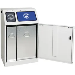 Abfalltrennung Triplex, RAL 7035/RAL 7016,RAL 1003, RAL 5010, verz. Innenbehälter, 3x30 Liter