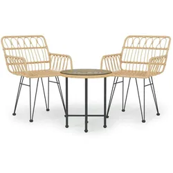 vidaXL 3-tlg. Garten-Essgruppe Poly Rattan