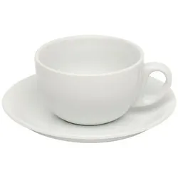 12x Caffé Latte Tasse + Untertasse Italia 350 ml weiß, Porzellan Kaffee