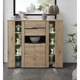 Innostyle Highboard Holzwerkstoff Artisan Eiche Optik/Graphit - LED Beleuchtung