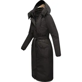 Navahoo Damen Wintermantel lang Parka warm Jacke mit Bindegürtel, Kapuze & Kragen Hokulanii
