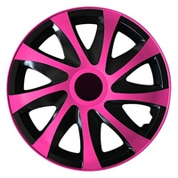 (Größe wählbar) 14 Zoll Radkappen/Radzierblenden Draco Bicolor (Schwarz-Pink) passend für Fast alle Fahrzeugtypen – universal