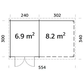 Palmako Ella 5,54 x 3,40 m grau Doppeltür
