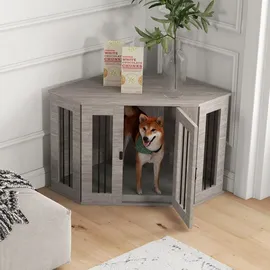 PawHut Hundehütte mit Kissen 104 x 55 x 63 cm Stahl Walnuss