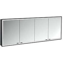Emco prime Unterputz-Lichtspiegelschrank 949713598 1800x730mm, 4-türig, schwarz/spiegel
