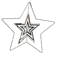 MARELIDA LED Stern 3D Dekohänger Metallstern Weihnachtsstern Timer D: 30cm silber