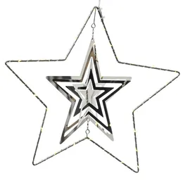MARELIDA LED Stern 3D Dekohänger Metallstern Weihnachtsstern Timer D: 30cm silber