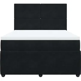 vidaXL Boxspringbett mit Matratze Schwarz 140x200 cm Samt