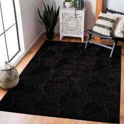 Teppich CARPET CITY "Friseé-Teppich FANCY 904", schwarz, B:160cm H:12mm L:230cm, Polypropylen (PP), Teppiche, Kurzflor Wohnzimmer, florale 3D-Optik, für Schlafzimmer, Flur