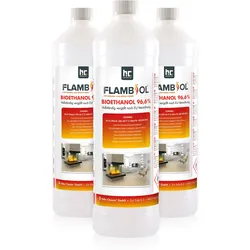 3x 1 L  Bioethanol 96,6% Premium für Ethanol-Tischkamin in Flaschen