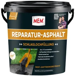 MEM Reparatur Asphalt 10 kg | Schlaglöcher verfüllen | Neue verbesserte Rezeptur