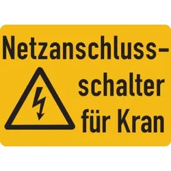Warnschild, Netzanschlussschalter für Kran, Folie - ISO 7010 - 52x37 mm Folie selbstklebend