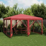 Teenpull – Partyzelt Mit 8 Mesh-seitenteilen Rot 4x4 M Hdpe