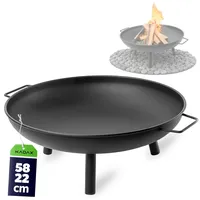 KADAX Feuerschale ⌀ 58 cm, Feuerschalen aus Stahl, Feuerstelle für den Garten, Balkon und Terrasse, Feuertonne mit abnehmbaren Beinen, Feuerkorb (Schwarz)