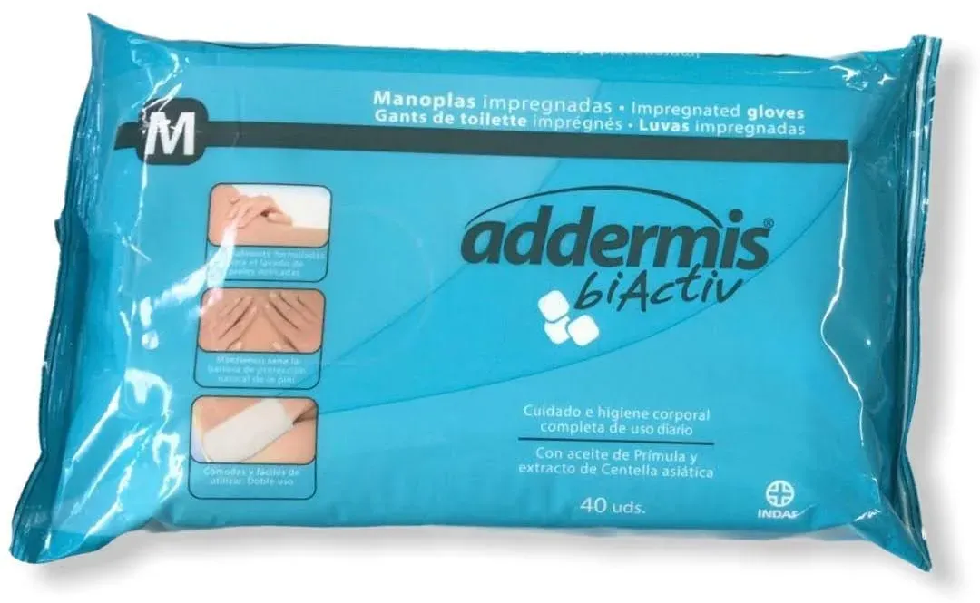 Addermis BiActiv feuchte Waschhandschuhe Tücher 40 St