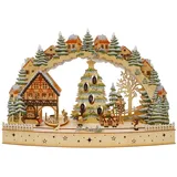Hti-Living Schwibbogen Leuchtbogen LED Winterdorf mit Zapfen 1-tlg beige