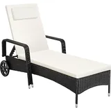 Tectake Rattan Sonnenliege 200 x 70 x 33 cm Schwarz