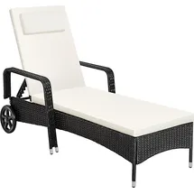 Tectake Rattan Sonnenliege 200 x 70 x 33 cm Schwarz