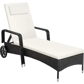 Tectake Rattan Sonnenliege 200 x 70 x 33 cm Schwarz