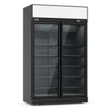 CombiSteel Tiefkühlschrank 2 Glastüren Schwarz Ins-1000F Bl