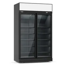 CombiSteel Tiefkühlschrank 2 Glastüren Schwarz Ins-1000F Bl