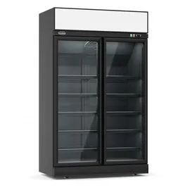 CombiSteel Tiefkühlschrank 2 Glastüren Schwarz Ins-1000F Bl