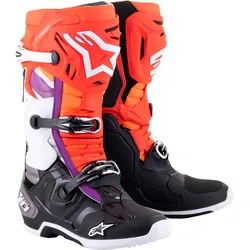 Alpinestars Tech 10, Stiefel - Schwarz/Neon-Rot/Neon-Orange/Weiß - 9 US
