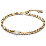 Pandora Timeless Behandelte Süßwasserzuchtperle & Kugeln Armband aus 14 Karat vergoldeter Metalllegierung in der Farbe Gold, Timeless Kollektion, 16cm, 563173C01-16