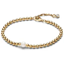 Pandora Timeless Behandelte Süßwasserzuchtperle & Kugeln Armband aus 14 Karat vergoldeter Metalllegierung in der Farbe Gold, Timeless Kollektion, 16cm, 563173C01-16