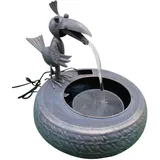 Brunnen Metallbrunnen mit Vogel 34x28x30cm inkl. Pumpe Zimmerbrunnen Gartenbrunnen