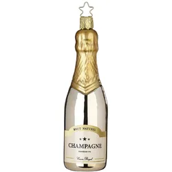 Inges Glas Christbaumschmuck Flasche Champagner Salutations Glas 14 cm gold