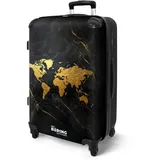 NoBoringSuitcases.com® Koffer Mittelgroß 67x43x25 cm Hartschalenkoffer Trolley Rollkoffer 4 Rollen Leicht Hartschale Größe M Weltkarte - Gold - Marmor