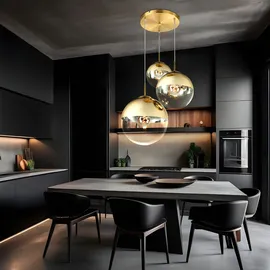 GLOBO Glas Kugel Hänge Lampe gold Fernbedienung Decken Leuchte dimmbar im Set inkl. RGB LED Leuchtmittel