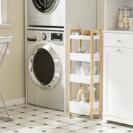 SoBuy Badezimmerregal Aufbewahrungsmöbel Weiß Skandinavisch FRG226-H-WN